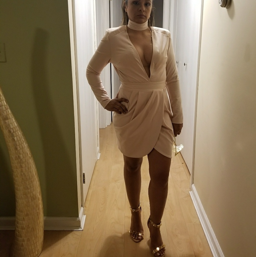 Low cut pink dress